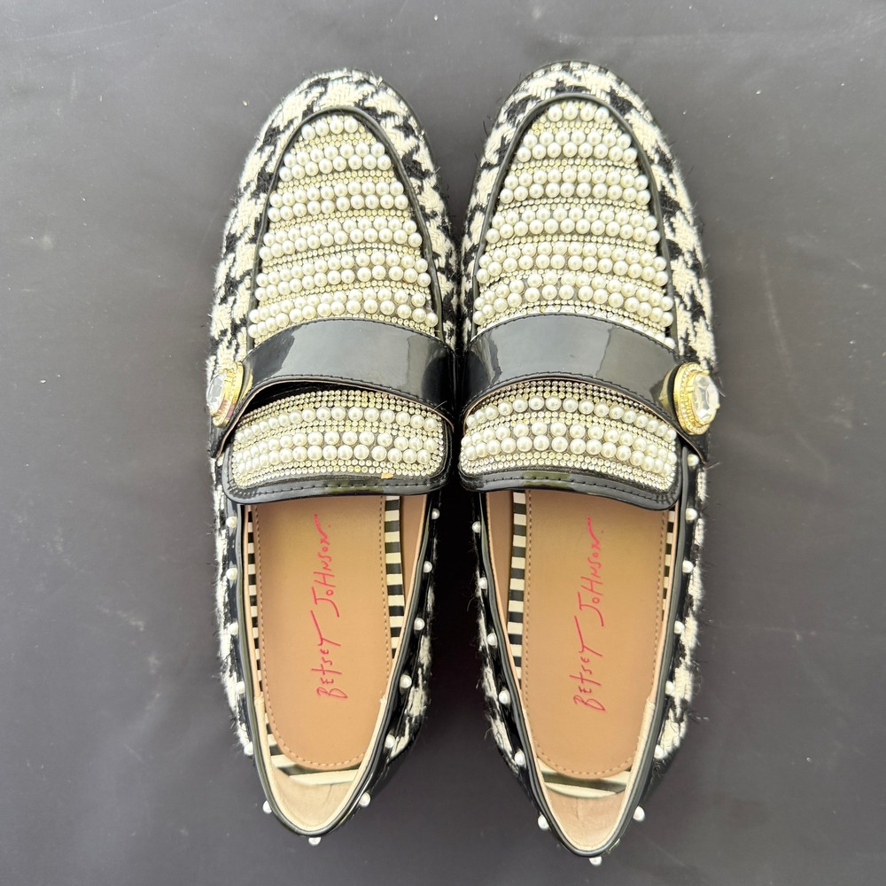 Betsey Johnson Houndstooth Embellished Loafers Women's 9 - Picture 3 of 9